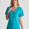 Tops NoniB | Noni B Short Sleeve Large Button Shirt