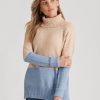 Knitwear Rockmans | Rockmans Long Sleeve Colour Block Knitwear Top