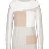 Knitwear Rockmans | Rockmans 3/4 Sleeve Cable Colour Block Knitwear Top