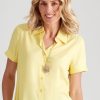 Tops NoniB | Noni B Short Sleeve Plain Linen Shirt