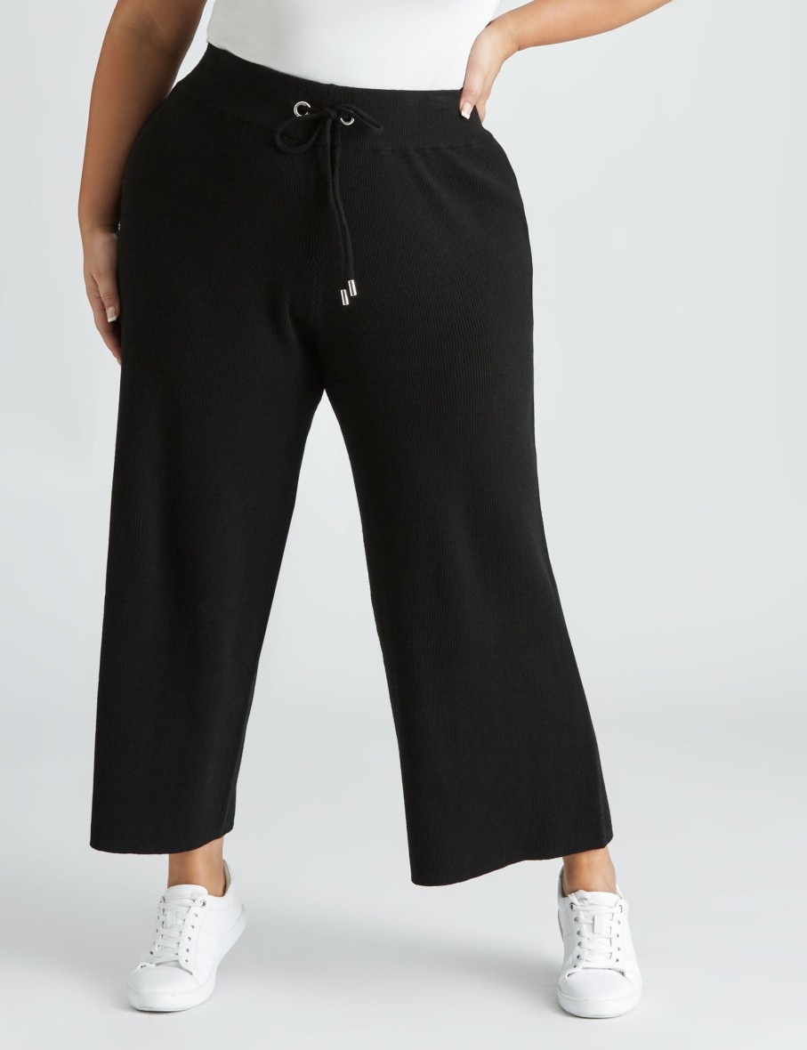 Bottoms Beme | Beme Wide Leg Knit Trouser