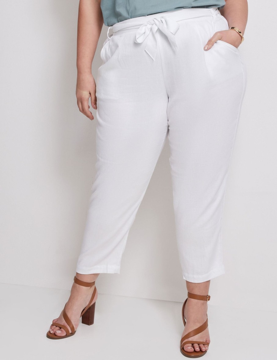 Bottoms Autograph | Autograph Full Length Belted Linen Pants