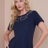 Tops NoniB | Noni B Lurex Embroidery Rib T-Shirt