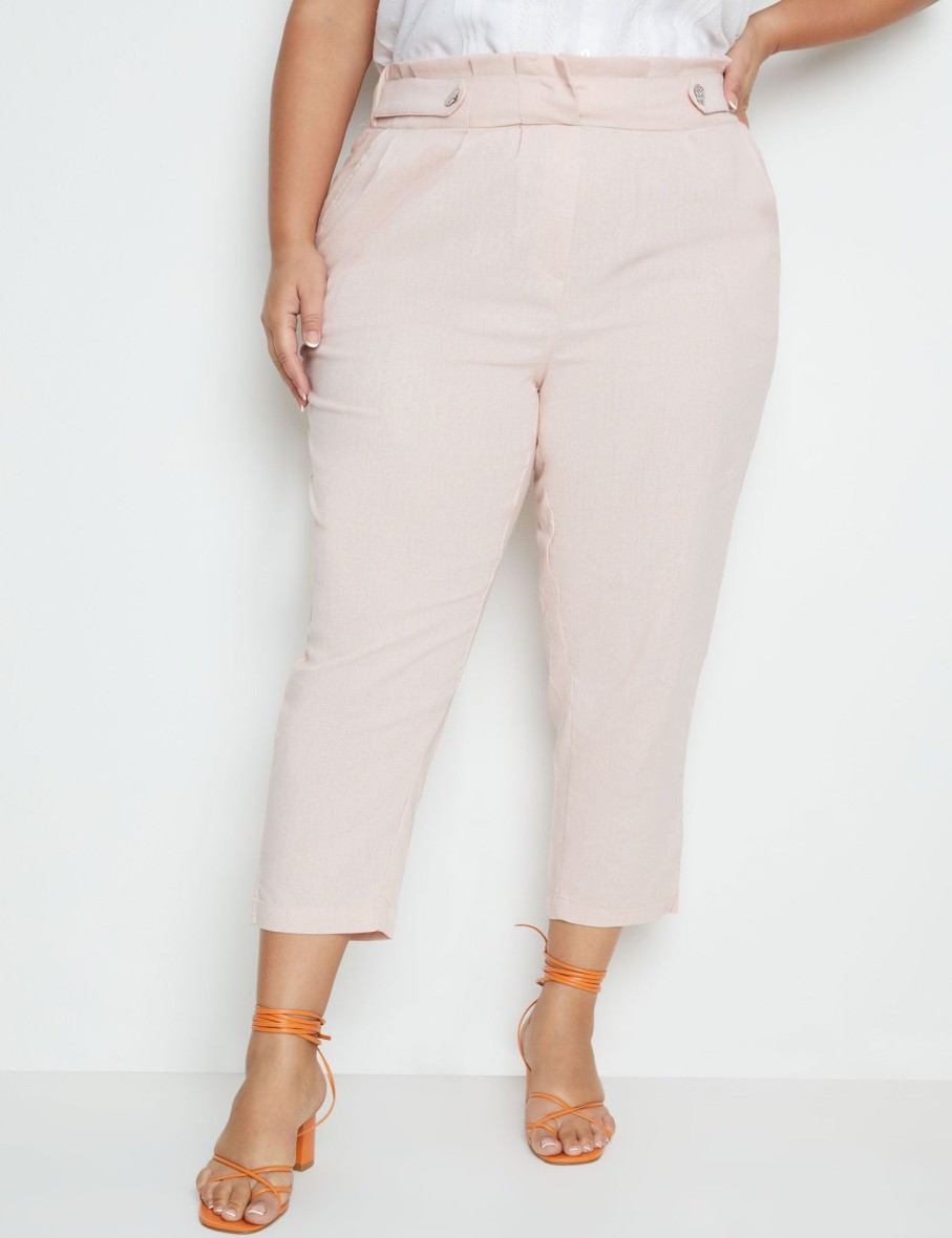 Bottoms Beme | Beme Tab Detail Side Split Roll Pant