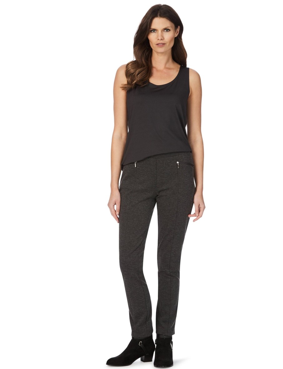 Bottoms WLane | W.Lane Full Length Zipped Detail Ponte Pants