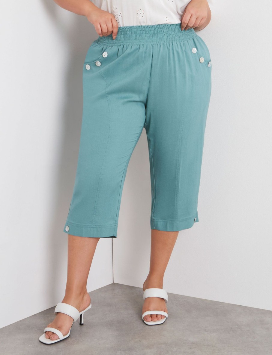 Bottoms Beme | Beme Crop Linen Button Detail Pants