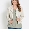 Outerwear Katies | Katies Zip Detail Ribbed Pu