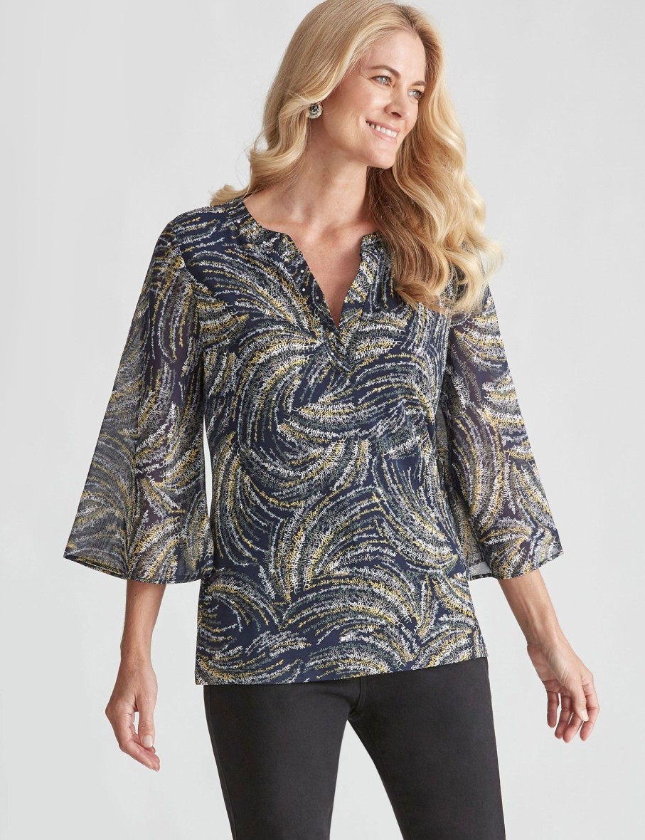 Tops NoniB | Noni B Knit Chiffon Sleeve Top