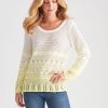 Knitwear Rockmans | Rockmans Long Sleeve Crochet Ombre Jumper