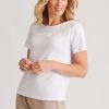 Tops NoniB | Noni B Round Neck Embroidered Rib Top