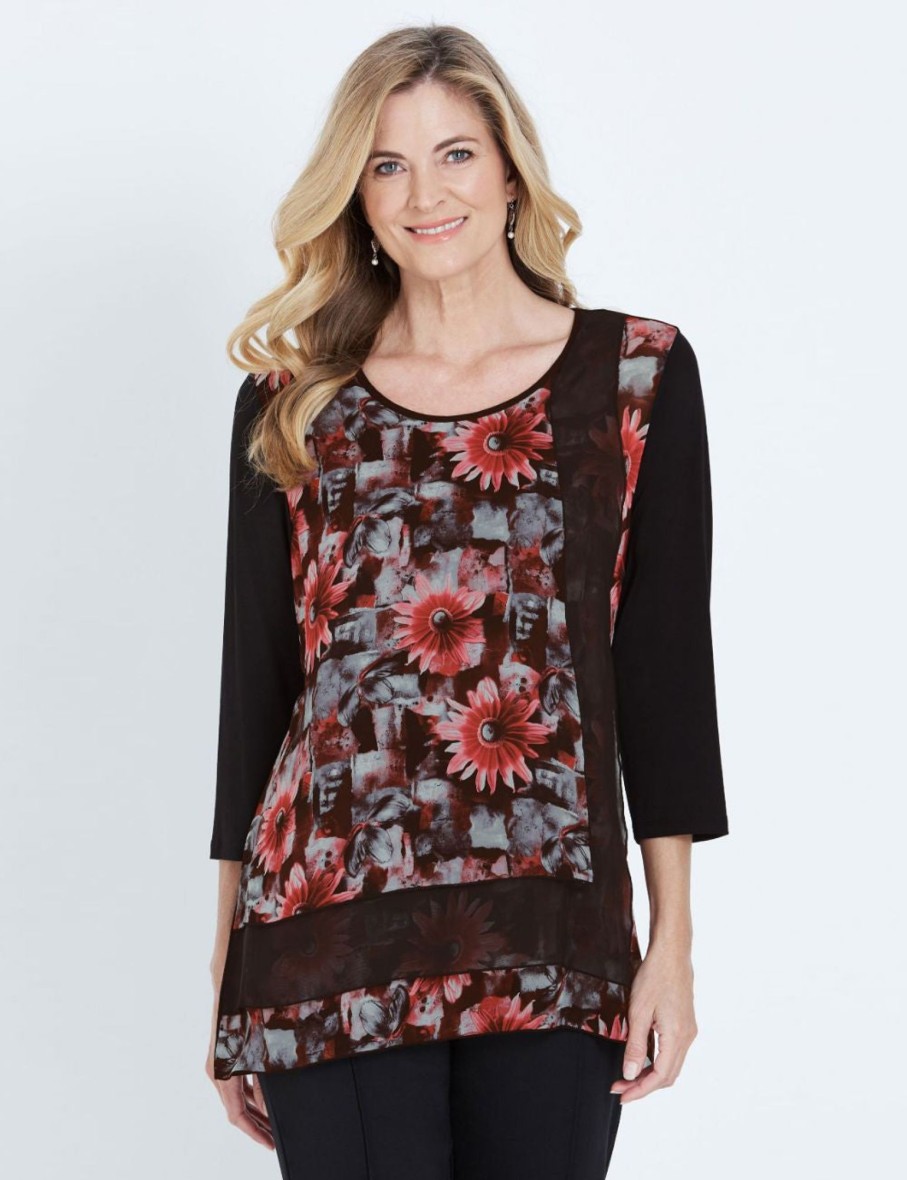 Tops NoniB | 3/4 Sl Layered Hem Print Top