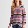 Knitwear Rockmans | Rockmans Long Sleeve Multi Knitwear Top