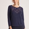 Tops NoniB | Noni B Puff Print V Neck Knitwear Top