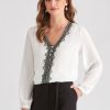 Knitwear LizJordan | Liz Jordan Lace Trim Pearl Top