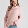 Knitwear Rockmans | Rockmans Long Sleeve Cowl Neck Fluffy High Low Jumper