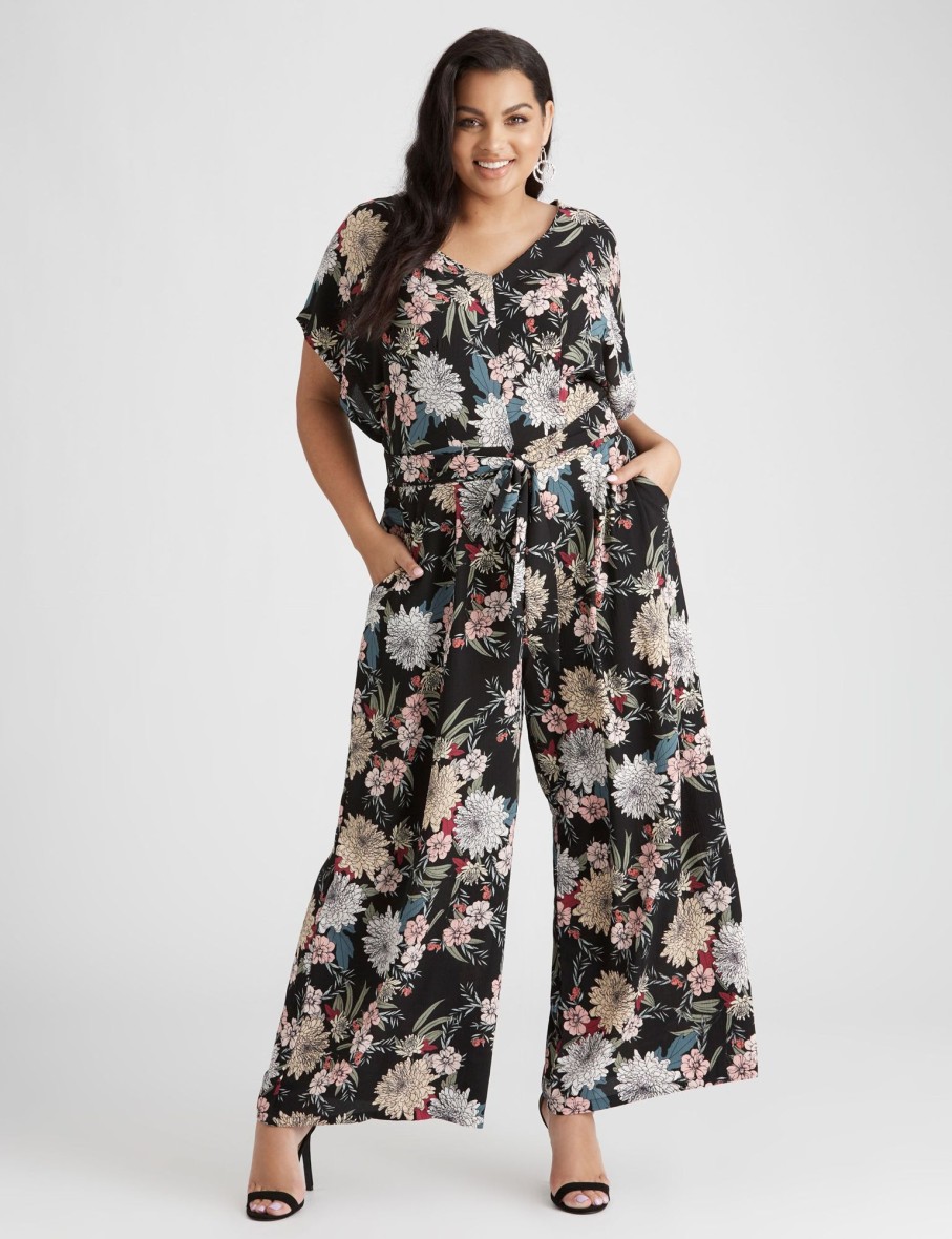 Dresses Beme | Beme 7/8 V Neck Jumpsuit