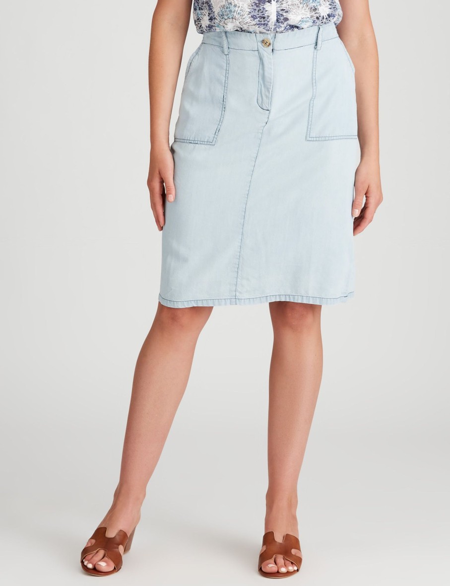 Bottoms WLane | W.Lane Chambray A-Line Skirt