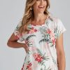 Tops Millers | Millers Short Sleeve Printed Scoop Neck Slub Top