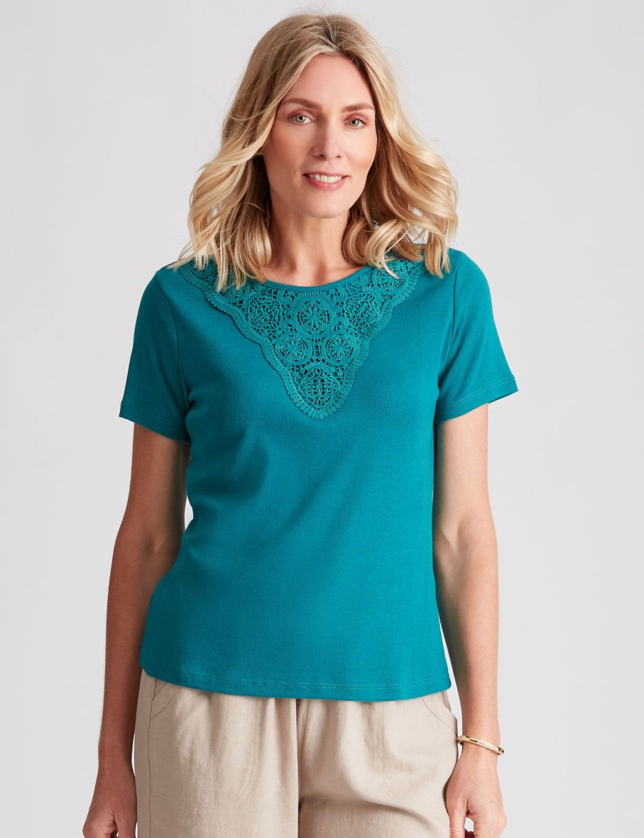 Tops NoniB | Noni B Lace Neck Rib Top