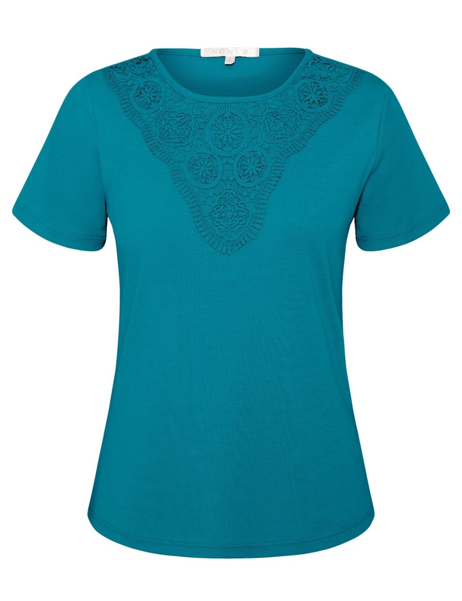 Tops NoniB | Noni B Lace Neck Rib Top