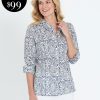 Tops NoniB | Noni B 3/4 Sleeve Voile Print Shirt