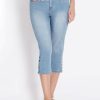 Bottoms Rockmans | Rockmans Crop Comfort Waist Button Slim Leg Jeans