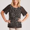 Tops NoniB | Noni B Puff Print Mesh Sleeve Top