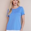 Tops NoniB | Noni B Round Neck Embroidered Rib T-Shirt