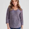 Knitwear Rockmans | Rockmans 3/4 Sleeve Mix Stitch Knitwear Top