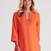 Tops NoniB | Noni B Linen Lace Trim Tunic