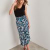 Bottoms Rockmans | Rockmans Tie Waist Wrap High Low Midi Skirt