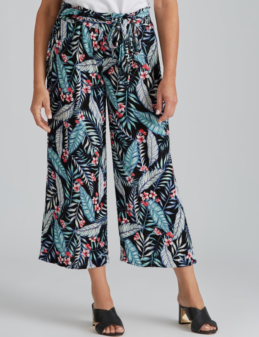 Bottoms Millers | Millers Ankle Length Printed Wide Legs Crinkle Pants