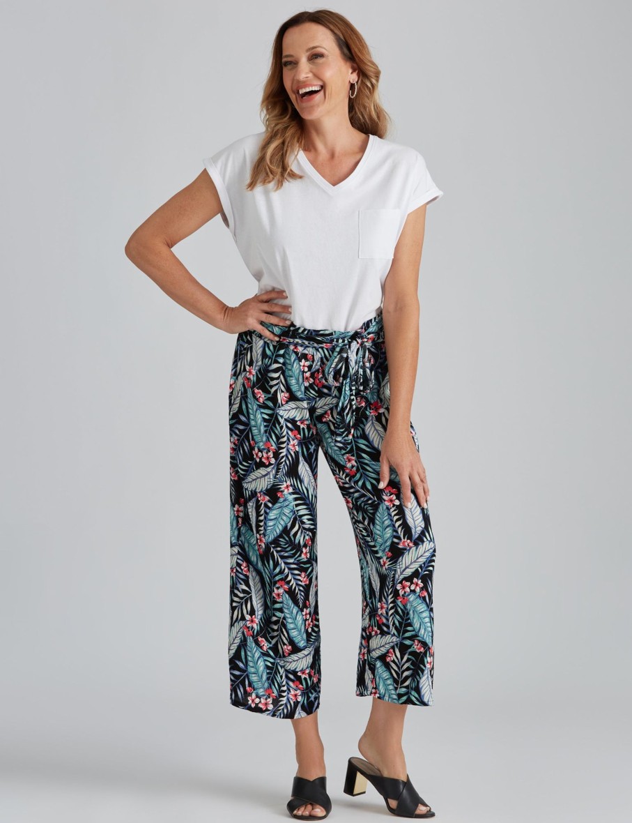 Bottoms Millers | Millers Ankle Length Printed Wide Legs Crinkle Pants