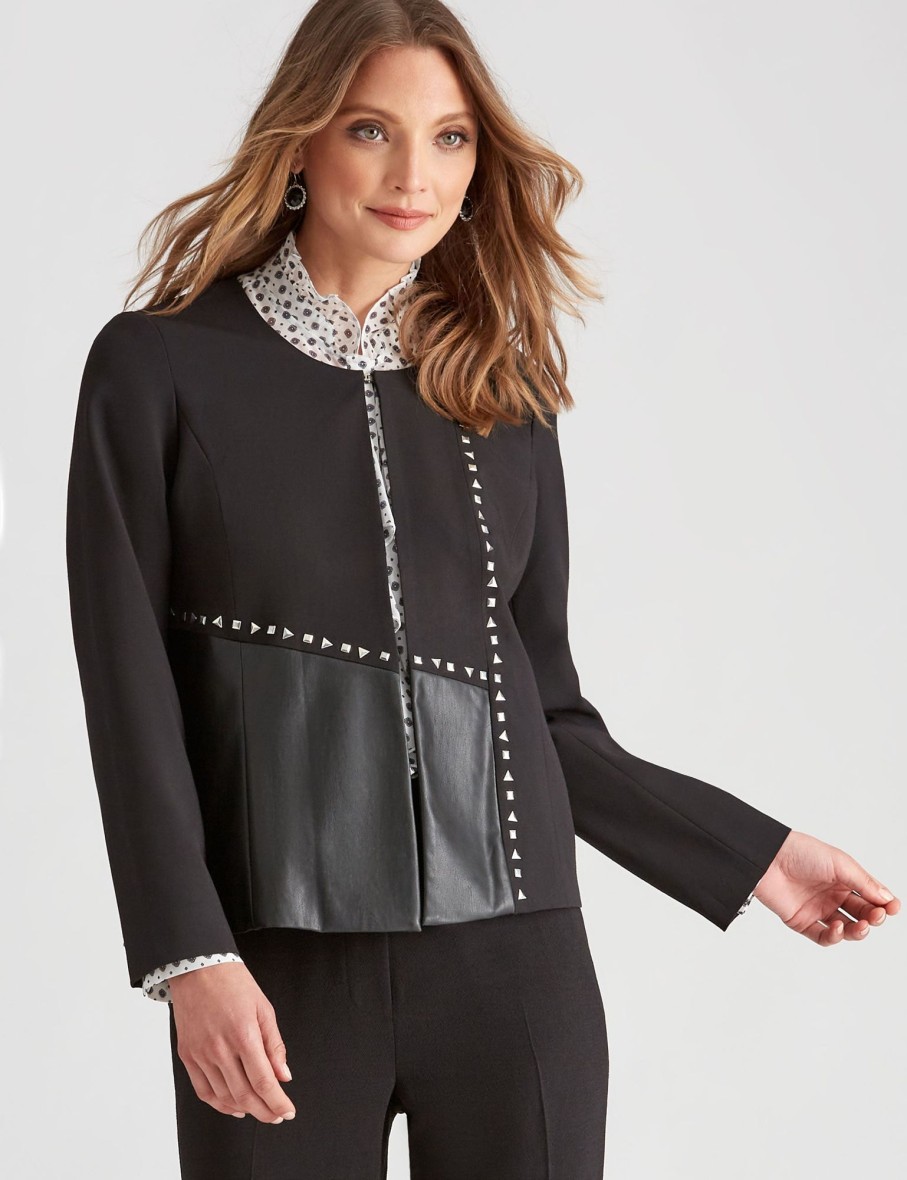 Outerwear LizJordan | Liz Jordan E2E Pu Panel Stud Det Jkt