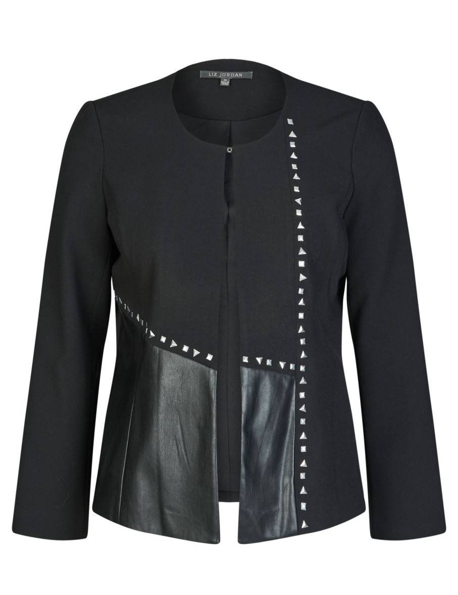 Outerwear LizJordan | Liz Jordan E2E Pu Panel Stud Det Jkt