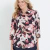 Tops NoniB | Noni B 3/4 Sleeve Print Linen Shirt