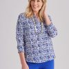 Tops NoniB | Noni B Printed Shirred Cuff Blouse