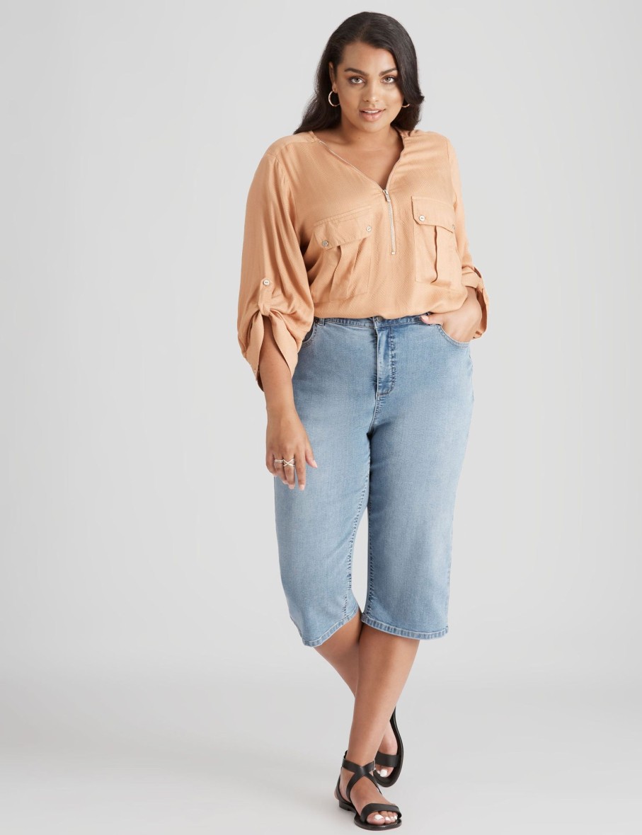 Bottoms Beme | Beme Light Blue Wash Cropped Jean