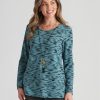 Tops Rockmans | Rockmans Long Sleeve Faux Knitwear Necklace Top