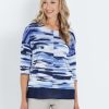 Tops NoniB | 3/4 Slv Chffn Trim Print Top