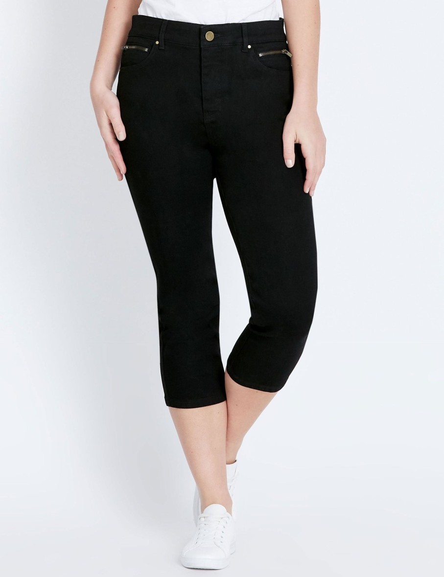 Bottoms Rockmans | Rockmans Crop Comfort Waist Jeans