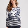 Knitwear WLane | W.Lane Floral Stripe Printed Pullover Top