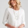 Tops NoniB | Noni B Lace Trim Linen Shirt