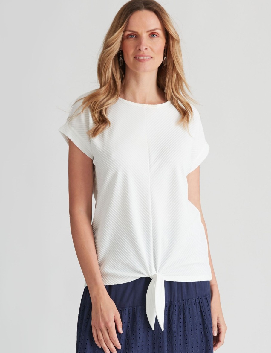 Tops NoniB | Noni B Textured Tie Hem Knitwear Top