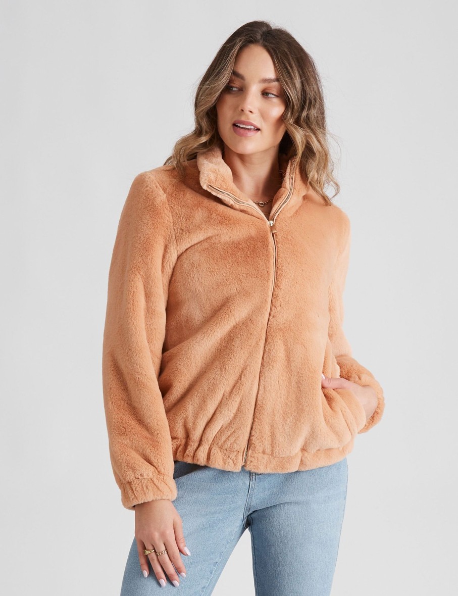 Outerwear Rockmans | Rockmans Long Sleeve Snuggle Jacket