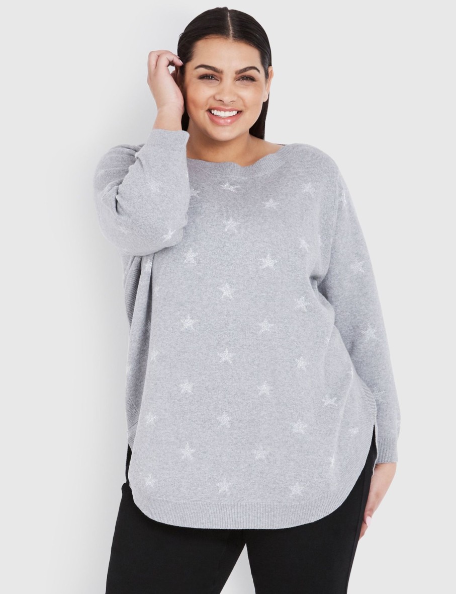 Knitwear Beme | Beme 3/4 Sleeve Metallic Spot Jumper