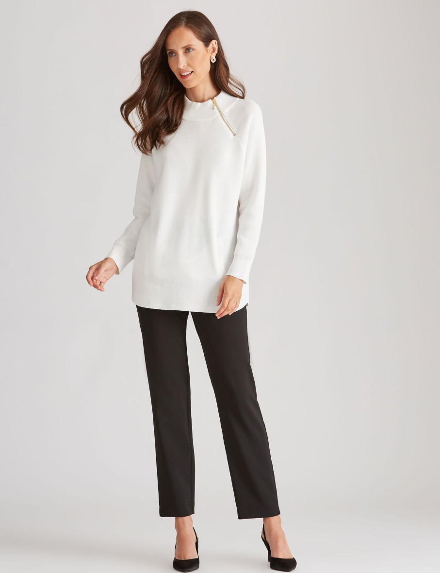 Knitwear NoniB | Noni B Zip Neck Knit Tunic Jumper