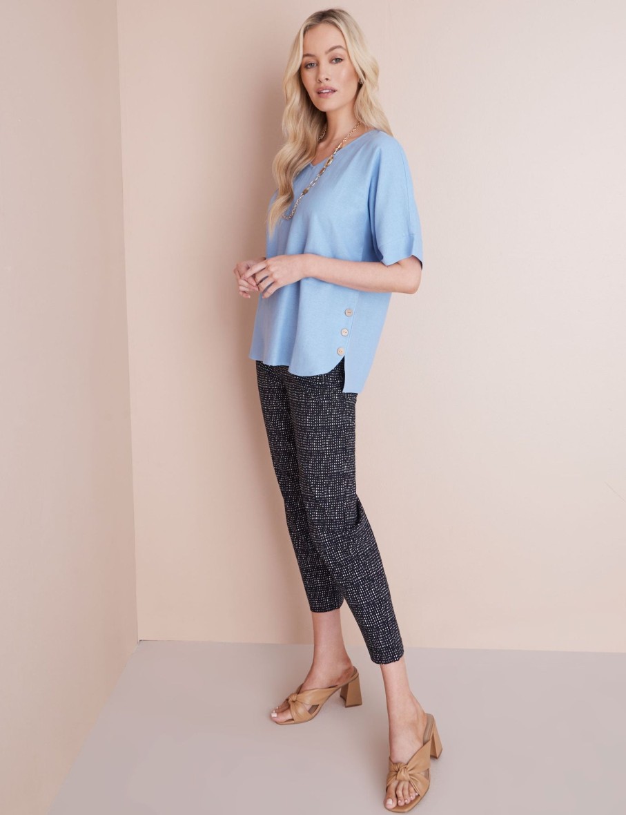 Tops NoniB | V-Neck Linen Button Detail Top