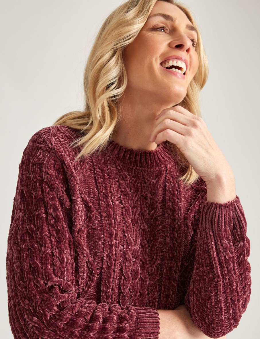 Outerwear NoniB | Noni B Cable Knitwear Chenille Jumper