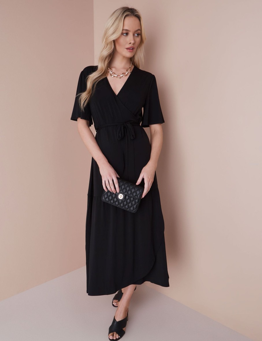 Dresses NoniB | Wrap Flutter Sleeve Knit Dress